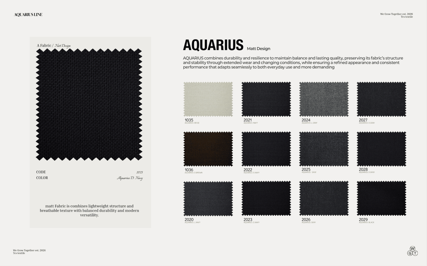 검정 대형 스와치 한 장과 AQUARIUS Twill Design 스와치 10장 시트