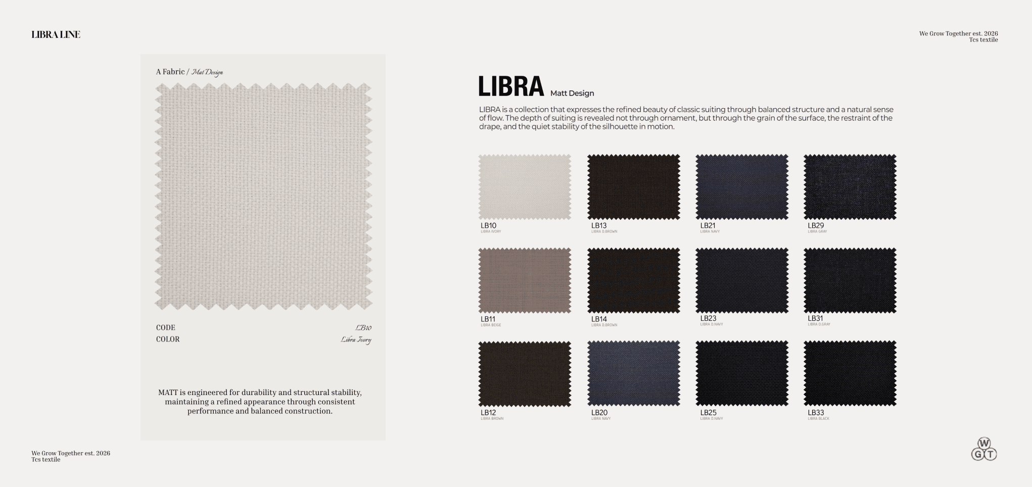 Libra "LIBRA Color" 스와치 시트 스프레드, 텍스트 구워짐